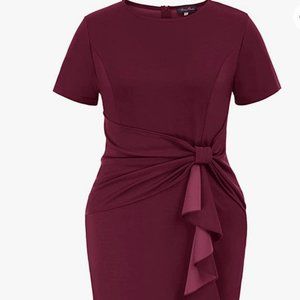 NWT MIUSOL RUFFLE SIDE ATTACHED BOW BELT DRESS